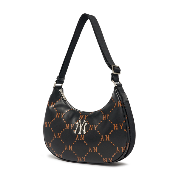 Túi Xách MLB Korea - Diamond Monogram PU Embo Large Hobo Bag NY Yankees - 3ABQL012N-50BKS