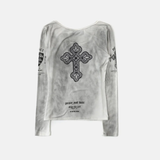  Áo Thun Dài Tay [Unisex] Badblood - [w-tee25-146] PEACE NOT WAR Dusty White 