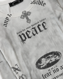  Áo Thun Dài Tay [Unisex] Badblood - [w-tee25-146] PEACE NOT WAR Dusty White 