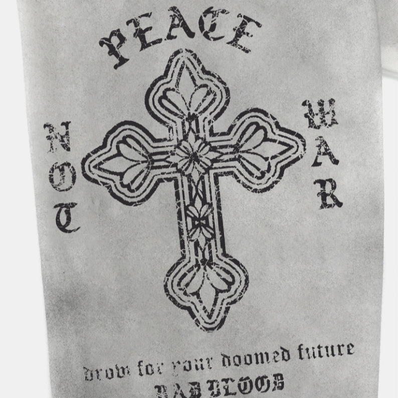  Áo Thun Dài Tay [Unisex] Badblood - [w-tee25-146] PEACE NOT WAR Dusty White 