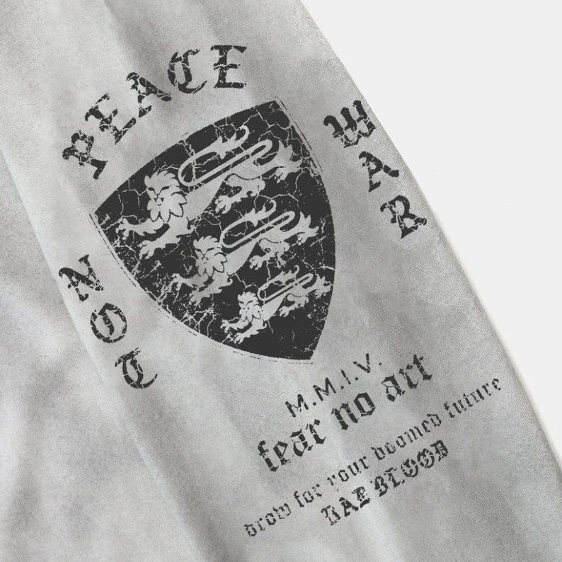  Áo Thun Dài Tay [Unisex] Badblood - [w-tee25-146] PEACE NOT WAR Dusty White 