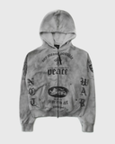  Áo Khoác [Unisex] Badblood - [w-hde25-043] PEACE NOT WAR Hooded Zip-Up Dusty White 