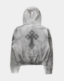  Áo Khoác [Unisex] Badblood - [w-hde25-043] PEACE NOT WAR Hooded Zip-Up Dusty White 