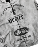  Áo Khoác [Unisex] Badblood - [w-hde25-043] PEACE NOT WAR Hooded Zip-Up Dusty White 