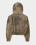  Áo Khoác [Unisex] Badblood - [w-hde25-044] PEACE NOT WAR Hooded Zip-Up Dusty Beige 