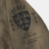  Áo Khoác [Unisex] Badblood - [w-hde25-044] PEACE NOT WAR Hooded Zip-Up Dusty Beige 