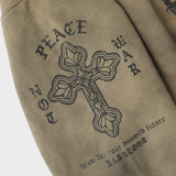  Áo Khoác [Unisex] Badblood - [w-hde25-044] PEACE NOT WAR Hooded Zip-Up Dusty Beige 