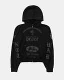  Áo Khoác [Unisex] Badblood - [w-hde25-045] PEACE NOT WAR Hooded Zip-Up Dusty Black 