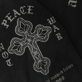  Áo Khoác [Unisex] Badblood - [w-hde25-045] PEACE NOT WAR Hooded Zip-Up Dusty Black 