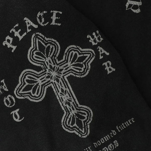 Áo Khoác [Unisex] Badblood - [w-hde25-045] PEACE NOT WAR Hooded Zip-Up Dusty Black