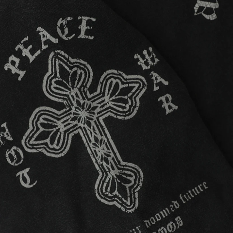 Áo Khoác [Unisex] Badblood - [w-hde25-045] PEACE NOT WAR Hooded Zip-Up Dusty Black