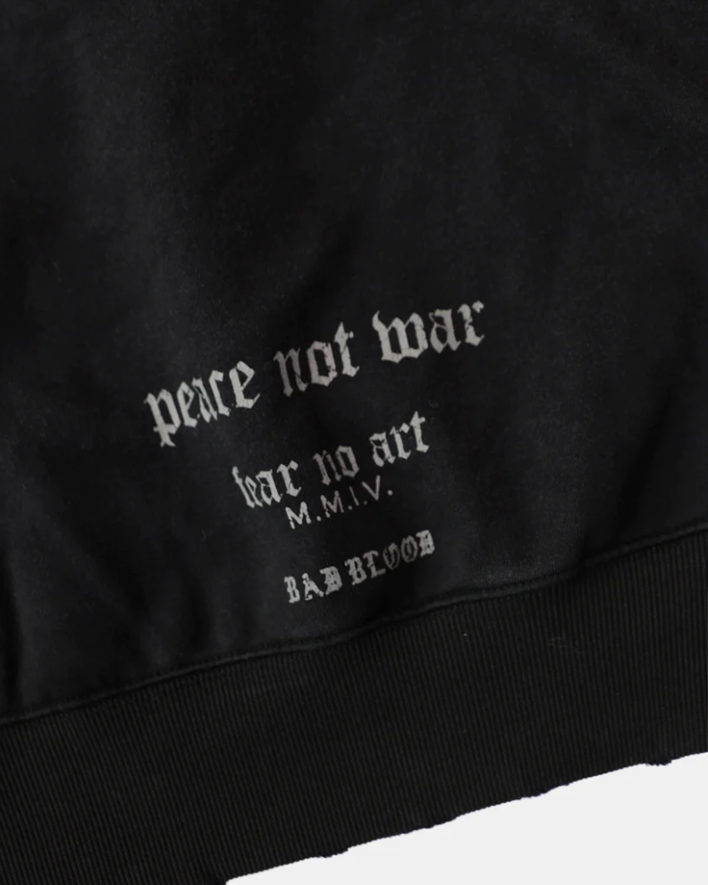  Áo Khoác [Unisex] Badblood - [w-hde25-045] PEACE NOT WAR Hooded Zip-Up Dusty Black 