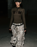  Áo Thun Polo Dài Tay [Unisex] Badblood - [w-tee25-185] Vintage Jersey Brown 