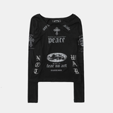  Áo Thun Dài Tay [Unisex] Badblood - [w-tee25-148] PEACE NOT WAR Dusty Black 