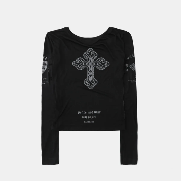 Áo Thun Dài Tay [Unisex] Badblood - [w-tee25-148] PEACE NOT WAR Dusty Black