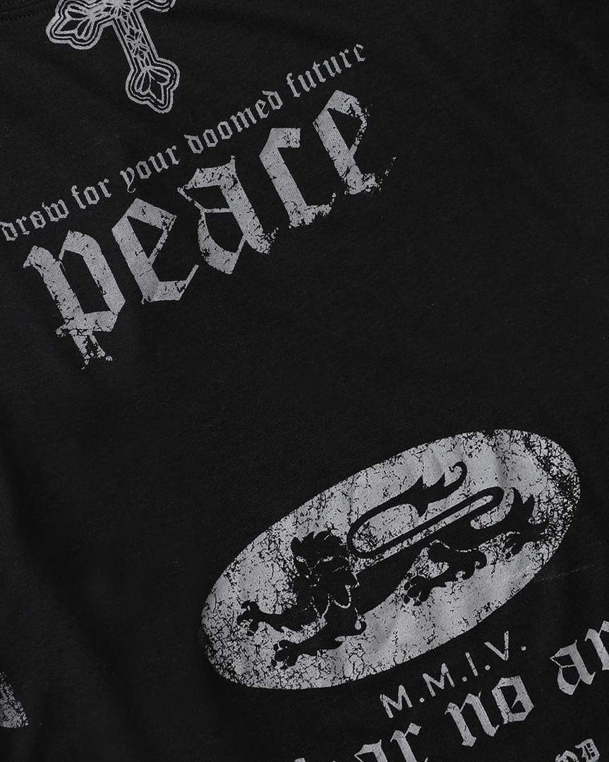  Áo Thun Dài Tay [Unisex] Badblood - [w-tee25-148] PEACE NOT WAR Dusty Black 