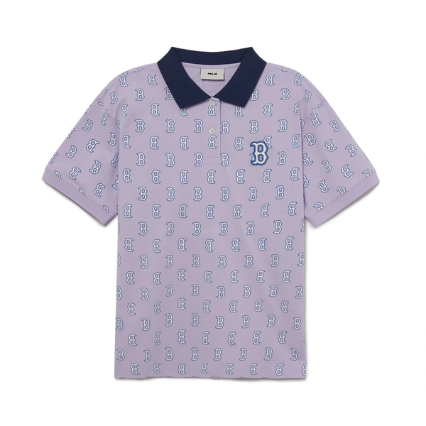  Áo Polo MLB - Women's Classic Monogram Full Board Boston Lavender - 3FPQM0233-43LDL 
