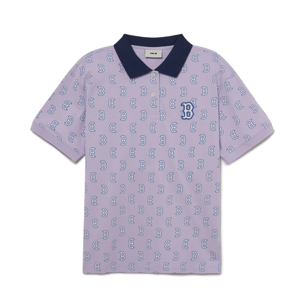  Áo Polo MLB - Women's Classic Monogram Full Board Boston Lavender - 3FPQM0233-43LDL 