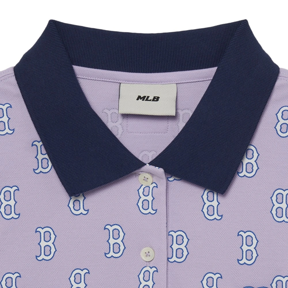  Áo Polo MLB - Women's Classic Monogram Full Board Boston Lavender - 3FPQM0233-43LDL 