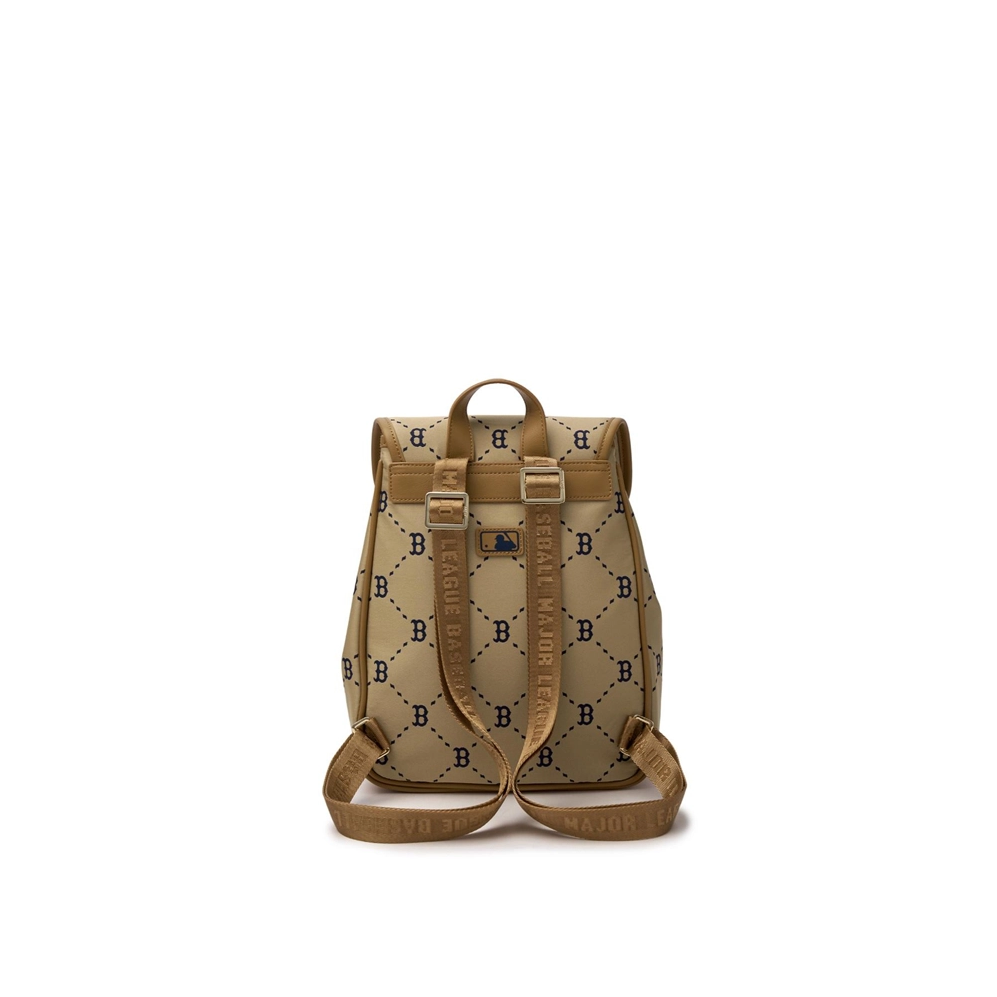  Balo MLB Korea - Dia Monogram Mini Backpack Boston Beige - 7ABKMD45N-43BGS 