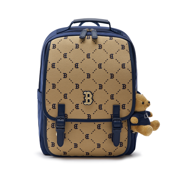 Balo MLB Korea - Diamond Monogram Jacquard Cute Bear Boston Beige - 7ABKMD24N-43BGS
