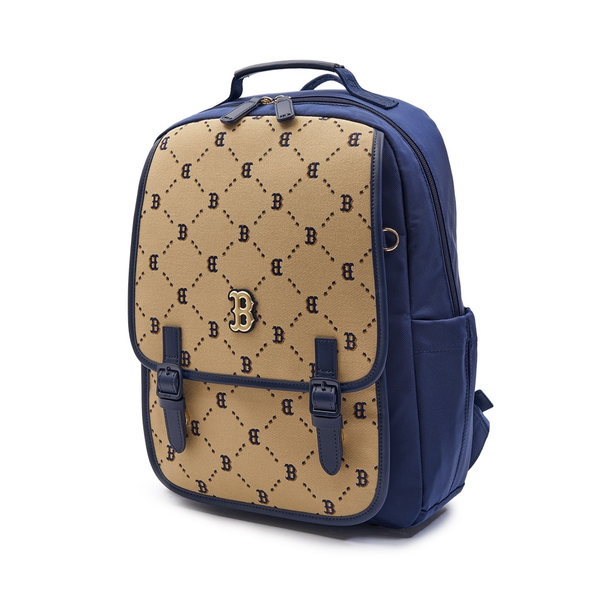 Balo MLB Korea - Diamond Monogram Jacquard Cute Bear Boston Beige - 7ABKMD24N-43BGS