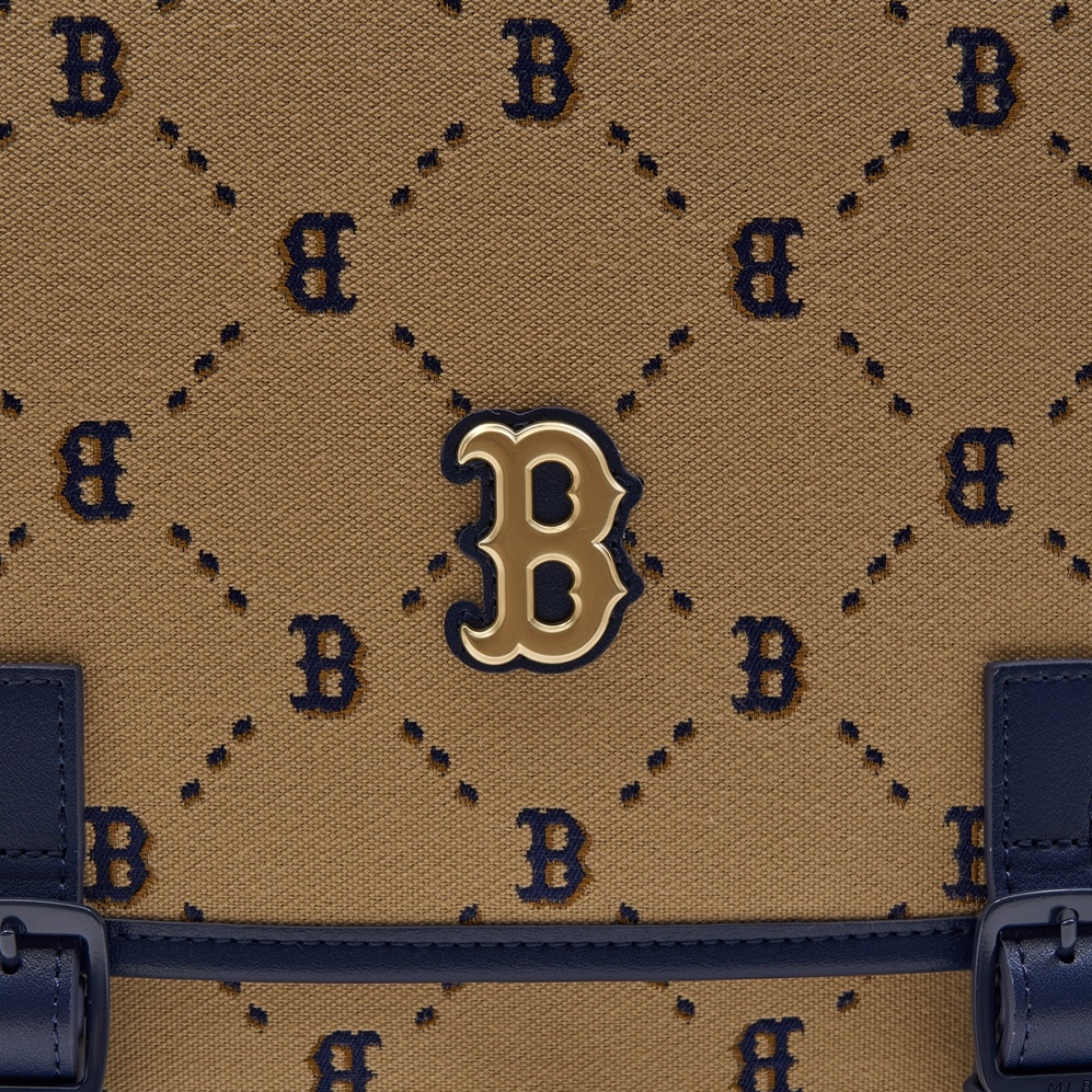  Balo MLB Korea - Diamond Monogram Jacquard Cute Bear Boston Beige - 7ABKMD24N-43BGS 