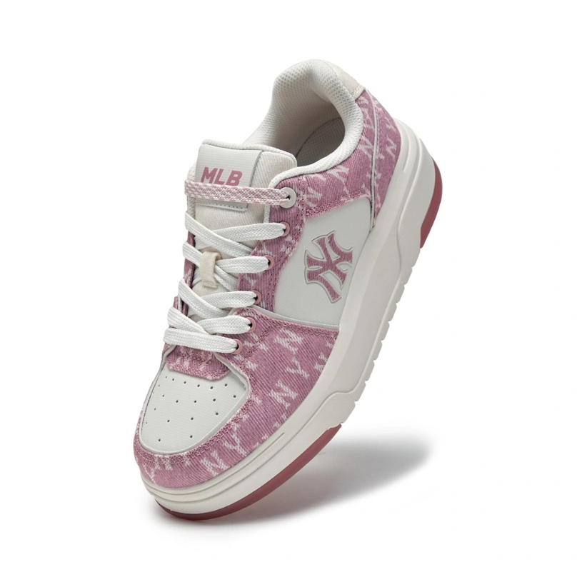  Giày MLB Korea Chunky Liner Denim Mono SL New York Yankees Pink - 3ASXM016N-50PKS 