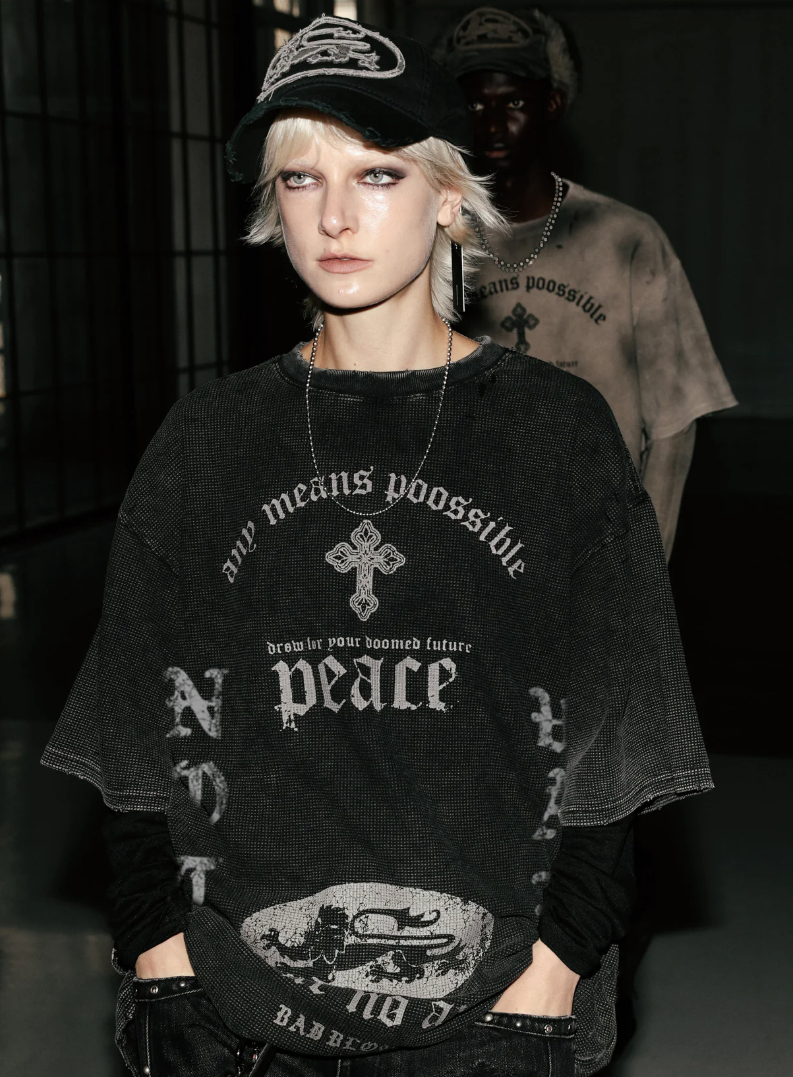  Áo Thun [Unisex] Badblood - [w-tee25-151] PEACE NOT WAR Dusty Black 