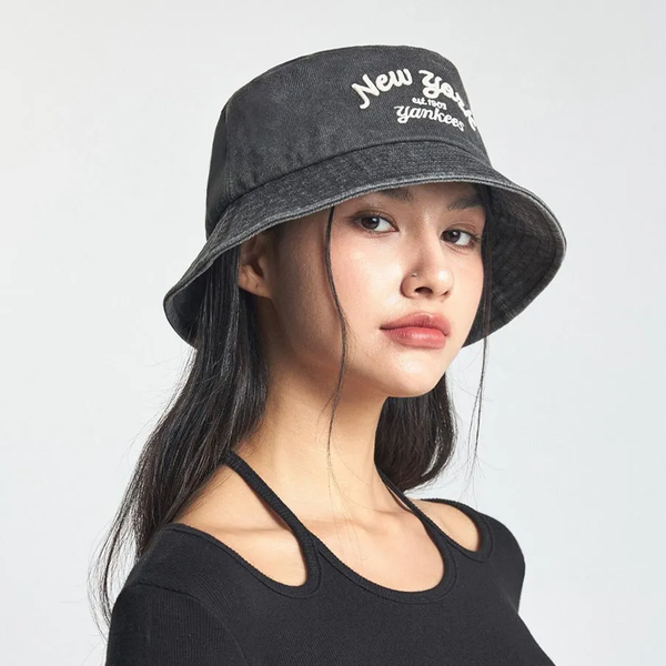 Nón Bucket MLB [Unisex] - Varsity Lettering Color Denim NY - 3AHTDS14N-50CGS