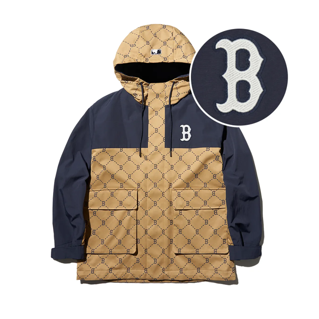  Áo Khoác Gió MLB Dia Monogram Color Block Jacquard Windbreaker D.Camel - 3AWJM0241-43CAD 