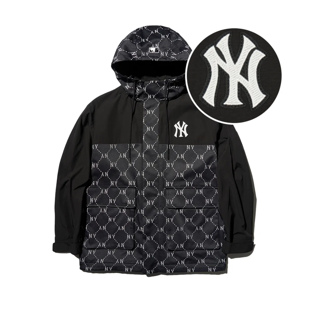  Áo Khoác Gió MLB Dia Monogram Color Block Jacquard Windbreaker Black - 3AWJM0241-50BKS 