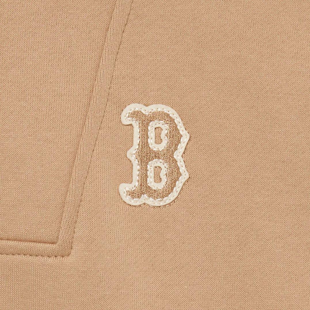  Áo Sweater MLB Korea - Basic Small Logo Half-Zip Oversized Boston Beige - 3AMTB0534-43BGS 