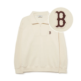  Áo Sweater MLB Korea - Basic Small Logo Half-Zip Oversized Boston Beige - 3AMTB0534-43BGS 