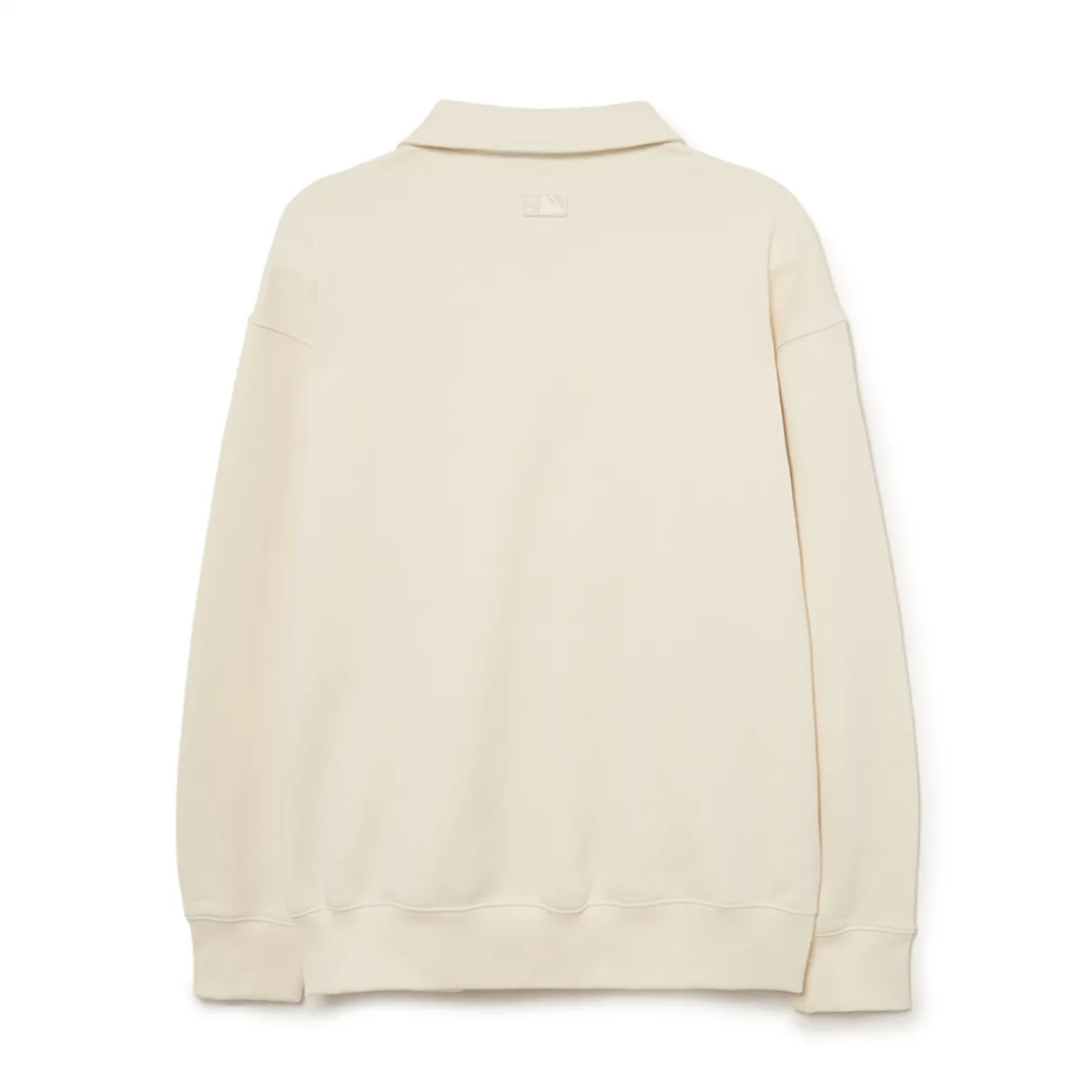  Áo Sweater MLB Korea - Basic Small Logo Half-Zip Oversized Boston Beige - 3AMTB0534-43BGS 