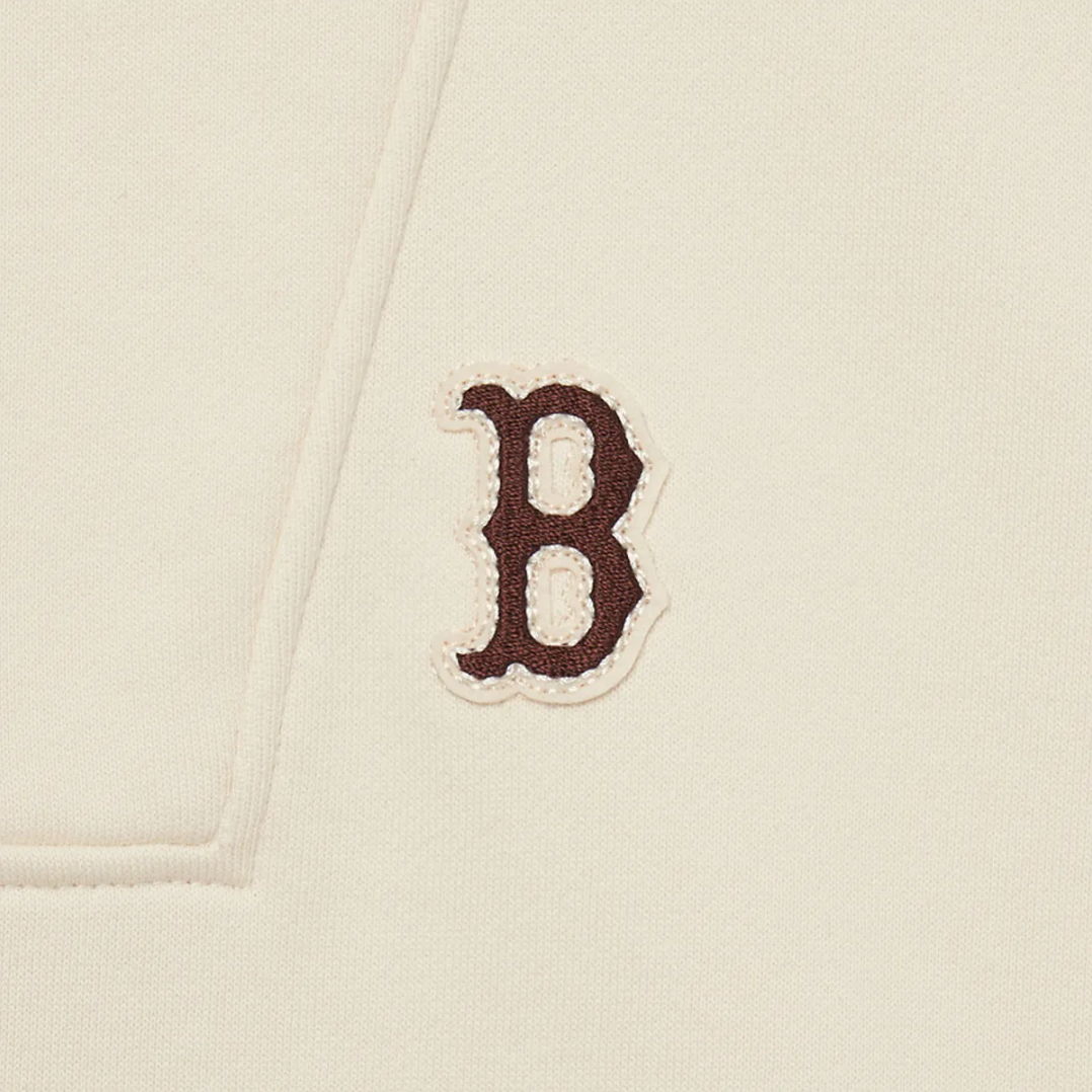 Áo Sweater MLB Korea - Basic Small Logo Half-Zip Oversized Boston Beige - 3AMTB0534-43BGS 