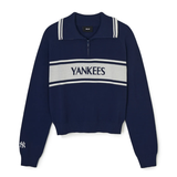  Áo Sweater MLB [Nữ] - Sporty Varsity Half-Zip Sweater NY Navy - 3FKPV0344-50NYL 