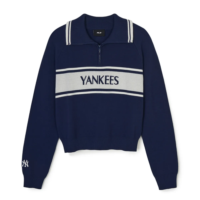  Áo Sweater MLB [Nữ] - Sporty Varsity Half-Zip Sweater NY Navy - 3FKPV0344-50NYL 