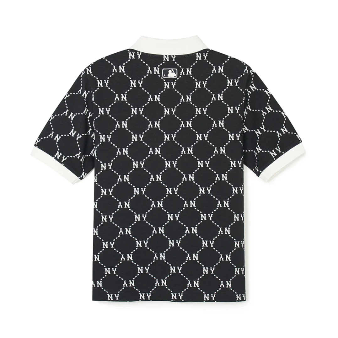  Áo Polo MLB [Nữ] - Diamond Monogram Jacquard Collared T-shirt NY - 3FPQM0243-50BKS 