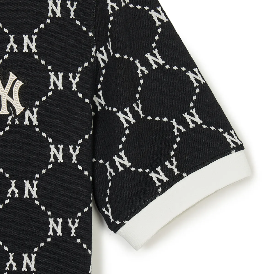  Áo Polo MLB [Nữ] - Diamond Monogram Jacquard Collared T-shirt NY - 3FPQM0243-50BKS 
