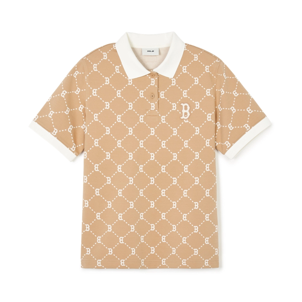  Áo Polo MLB [Nữ] - Diamond Monogram Jacquard Collared T-shirt NY - 3FPQM0243-50BKS 