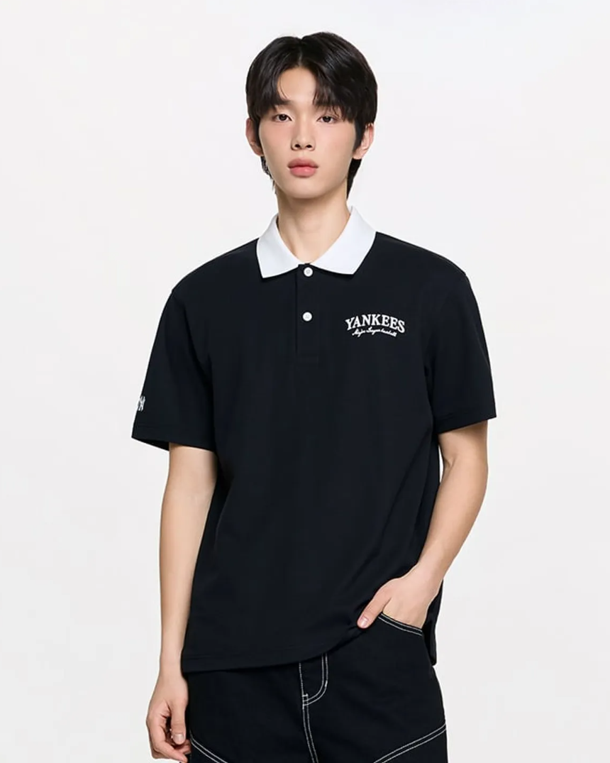  Áo Polo MLB [Unisex] - Basic Small Letter Comfortable Fit Collared NY - 3APQB0263-50BKS 