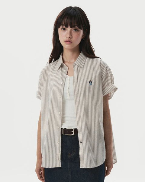 Áo Sơ Mi WHOAU [Unisex] - Steve Loose Fit Short Sleeve Shirts Stripe Mix - WHYAG2511F