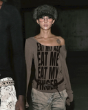  Áo Thun Dài Tay [Unisex] Badblood - [w-tee25-165] Eat Me Loose Fit Tee - Tobacco 
