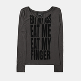  Áo Thun Dài Tay [Unisex] Badblood - [w-tee25-166] Eat Me Loose Fit Tee - Charcoal 