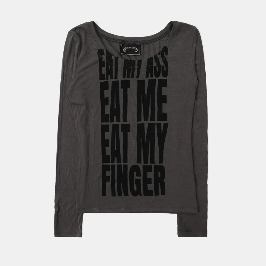  Áo Thun Dài Tay [Unisex] Badblood - [w-tee25-166] Eat Me Loose Fit Tee - Charcoal 