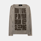  Áo Thun Dài Tay [Unisex] Badblood - [w-tee25-174] KEEP SLEEPING Boat Neck Loose Fit Tee - Sand 