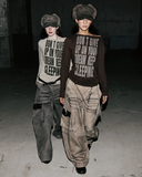  Áo Thun Dài Tay [Unisex] Badblood - [w-tee25-174] KEEP SLEEPING Boat Neck Loose Fit Tee - Sand 