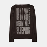  Áo Thun Dài Tay [Unisex] Badblood - [w-tee25-175] KEEP SLEEPING Boat Neck Loose Fit Tee - Chocolate 