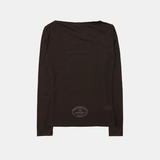  Áo Thun Dài Tay [Unisex] Badblood - [w-tee25-175] KEEP SLEEPING Boat Neck Loose Fit Tee - Chocolate 